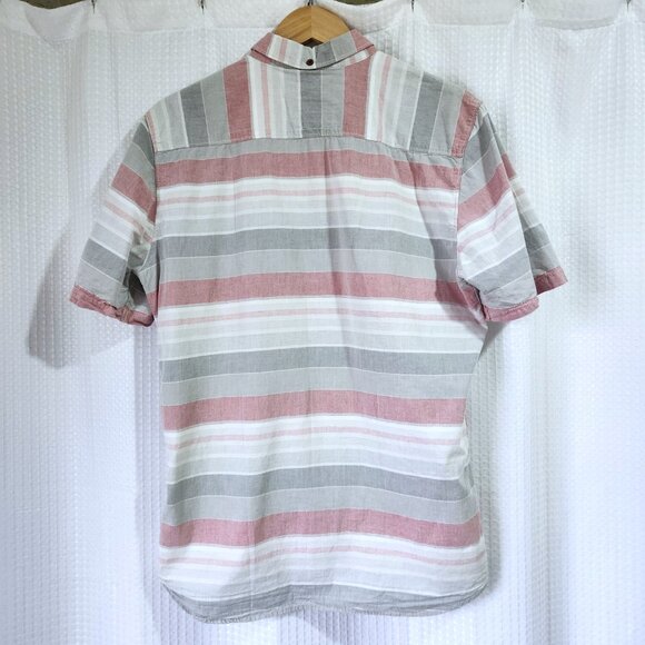 Vans Off The Wall Button Up Shirt Short Sleeve Men’s Large Striped 100% Cotton - Picture 2 of 9